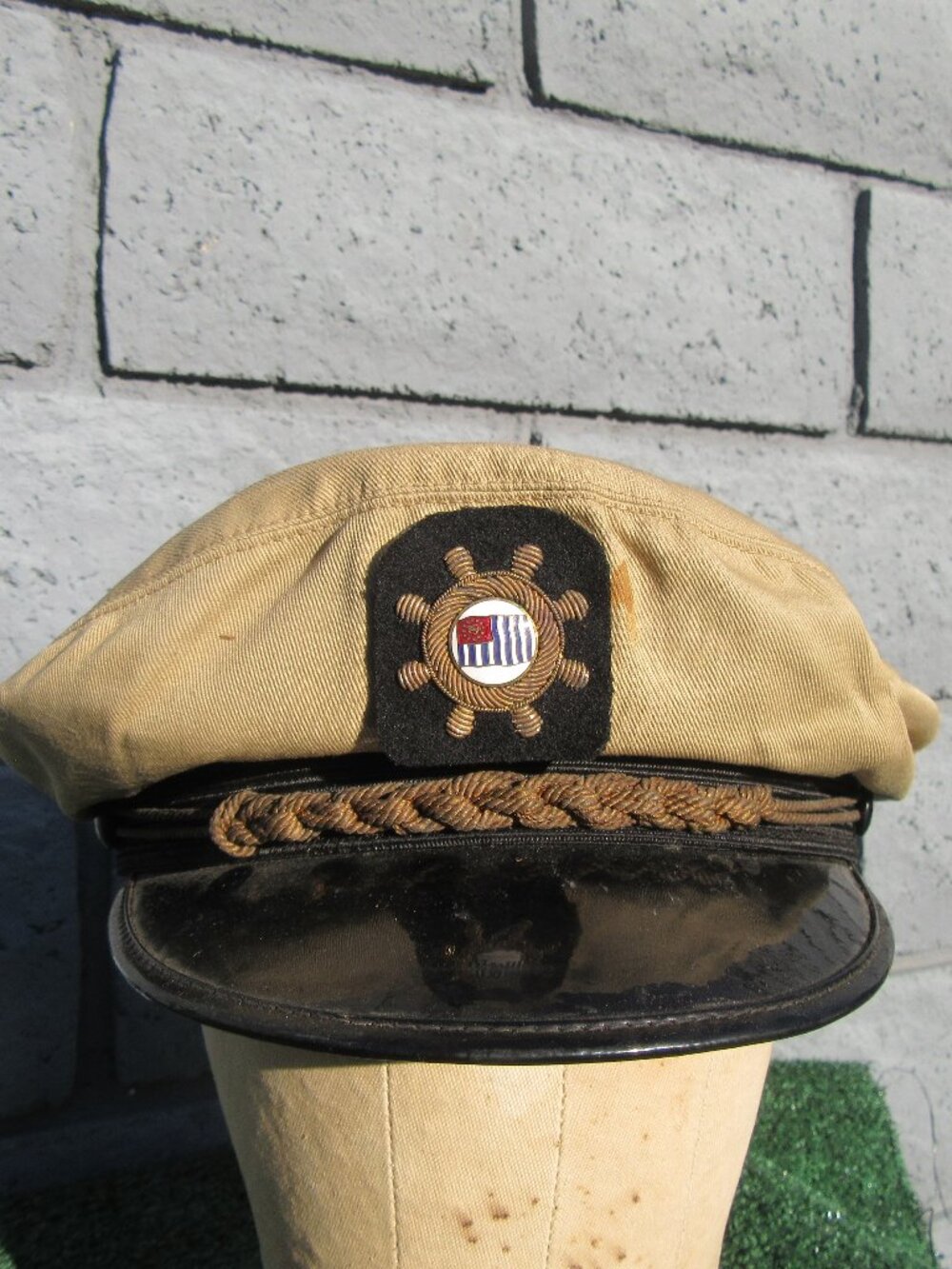 United States Power Squadron Military US Navy Tan Hat Cap Beachcomber WWII